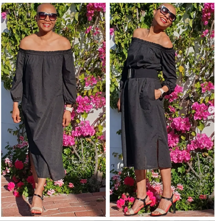 Dee-anglaise black off shoulder dress