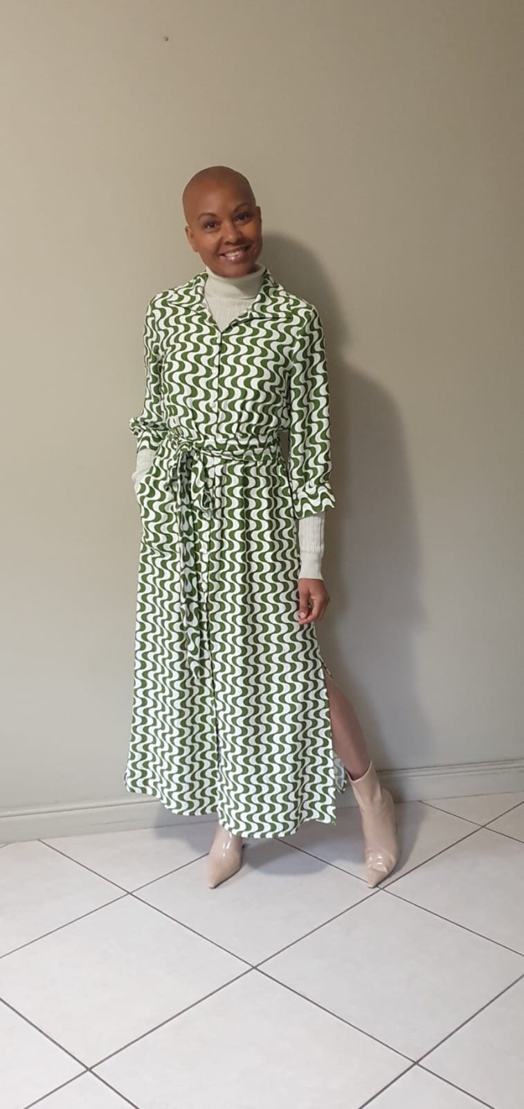 Delilah dress- Avocado green printed rayon