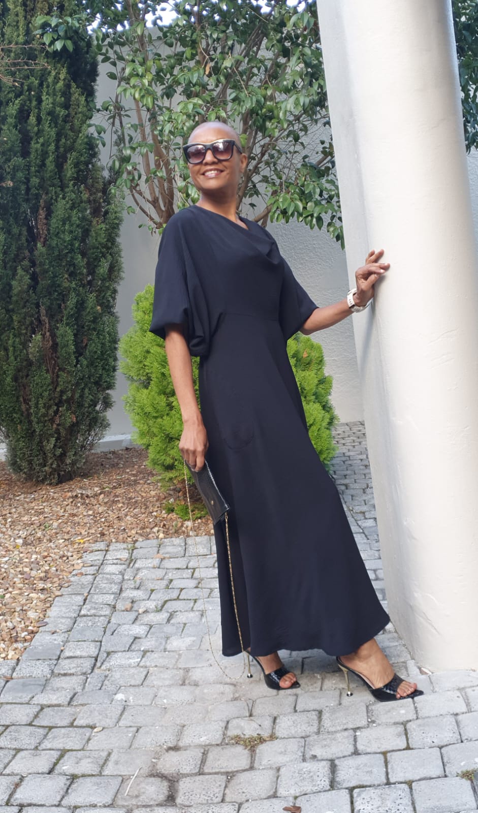 Daphne cowl neck dress- Black Airflow