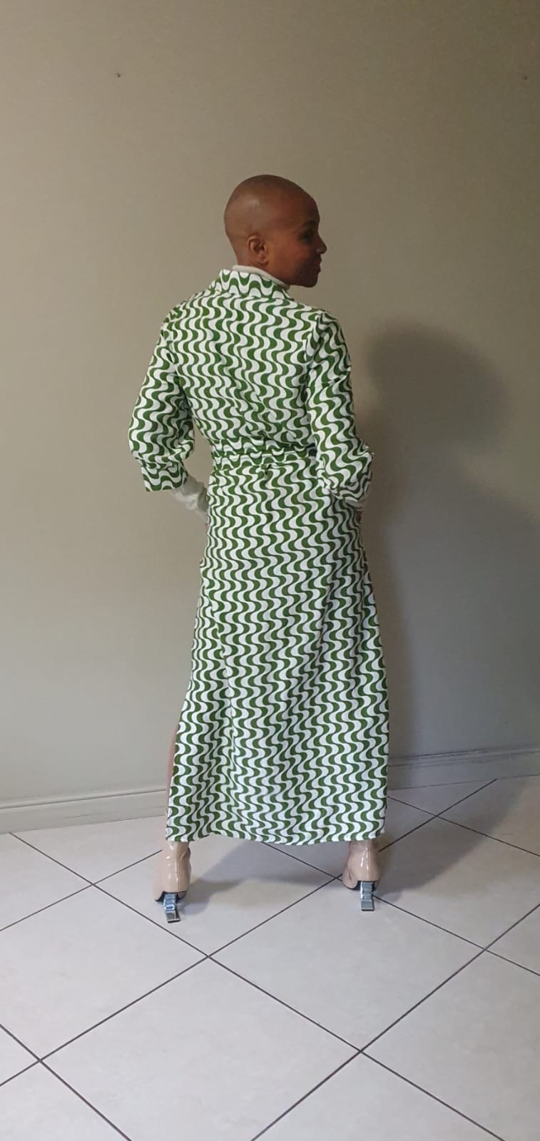 Delilah dress- Avocado green printed rayon
