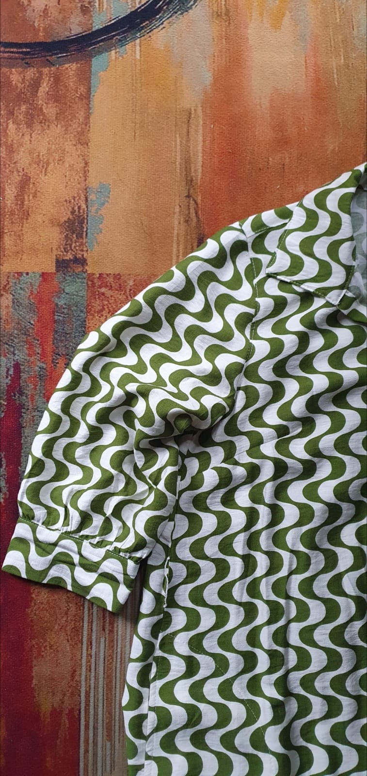 Delilah dress- Avocado green printed rayon