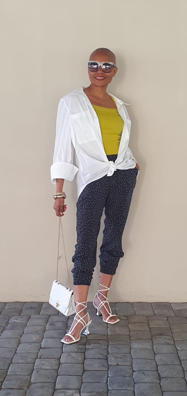 Jilly jogger- Polka dot rayon/ white onto black