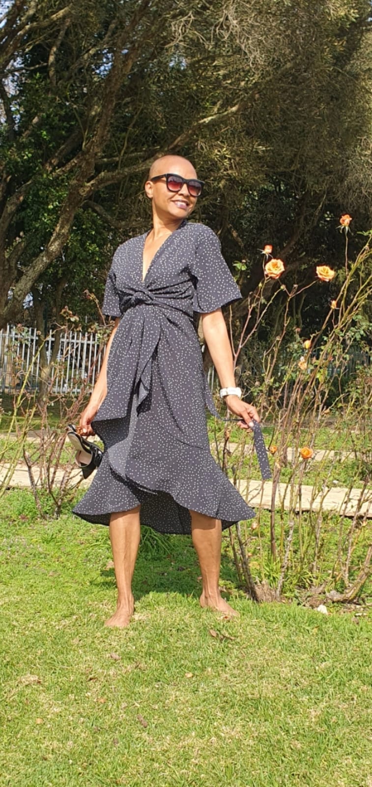 Wendy wrap dress- Polka dot rayon/ white onto black