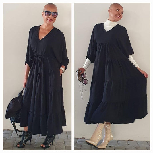 Daphne -4 tier dress black airflow