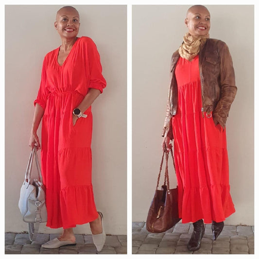 Daphne- 4 tier dress orange airflow