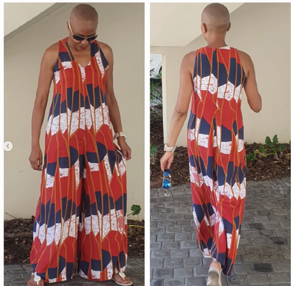 Jose jumpsuit -viscose woven red/navy