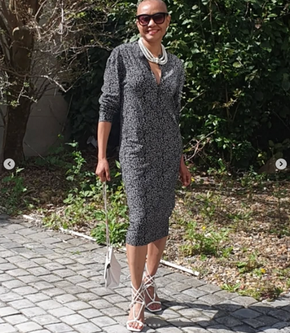 Dawn dress -cotton lycra ( black and white)
