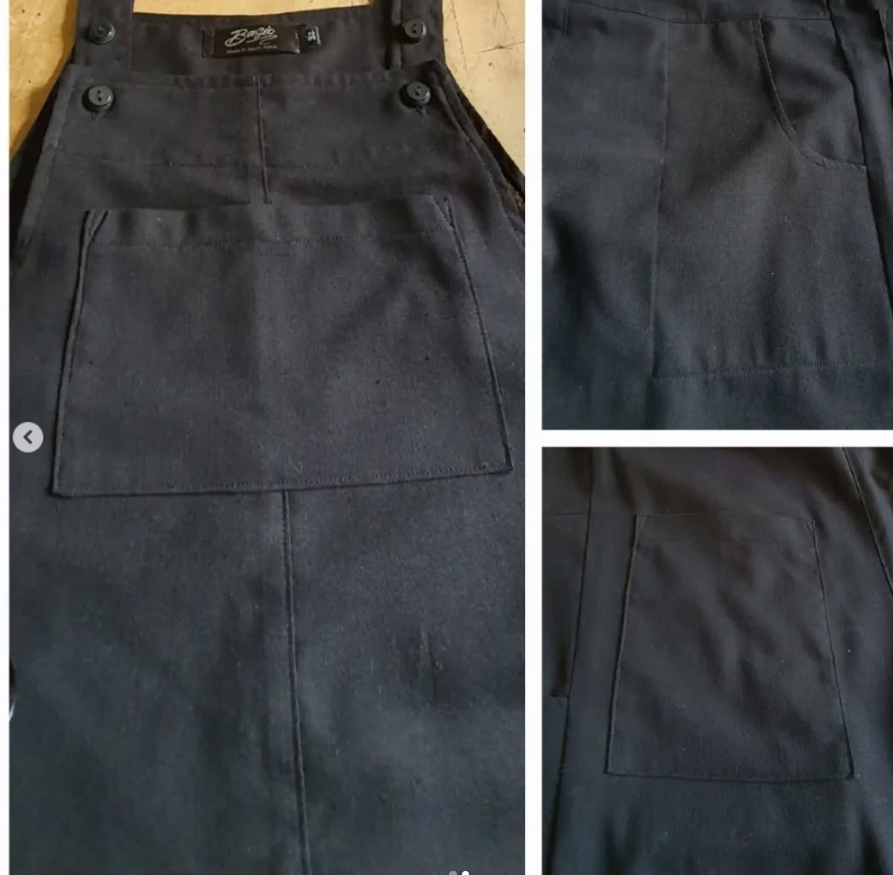 Dani-Long Narrow Leg Black Linen Dungaree