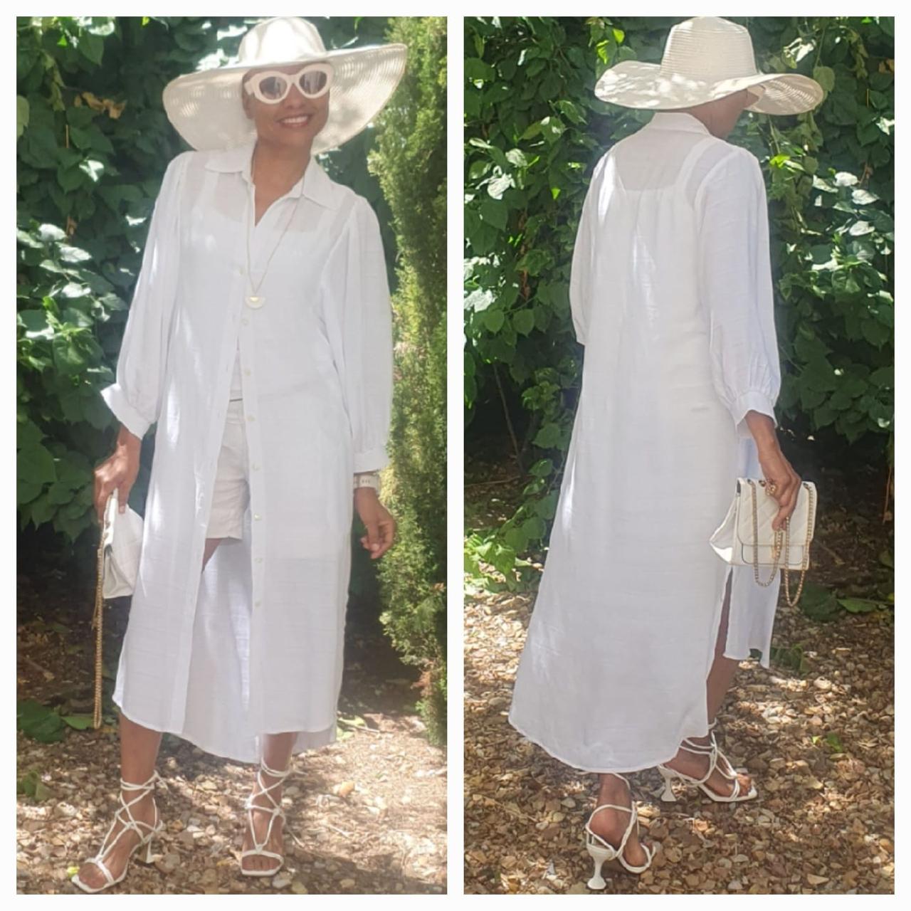 Donna -super lightweight white cotton shirt dress