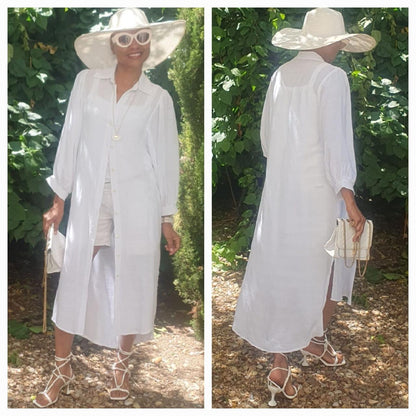 Donna -super lightweight white cotton shirt dress