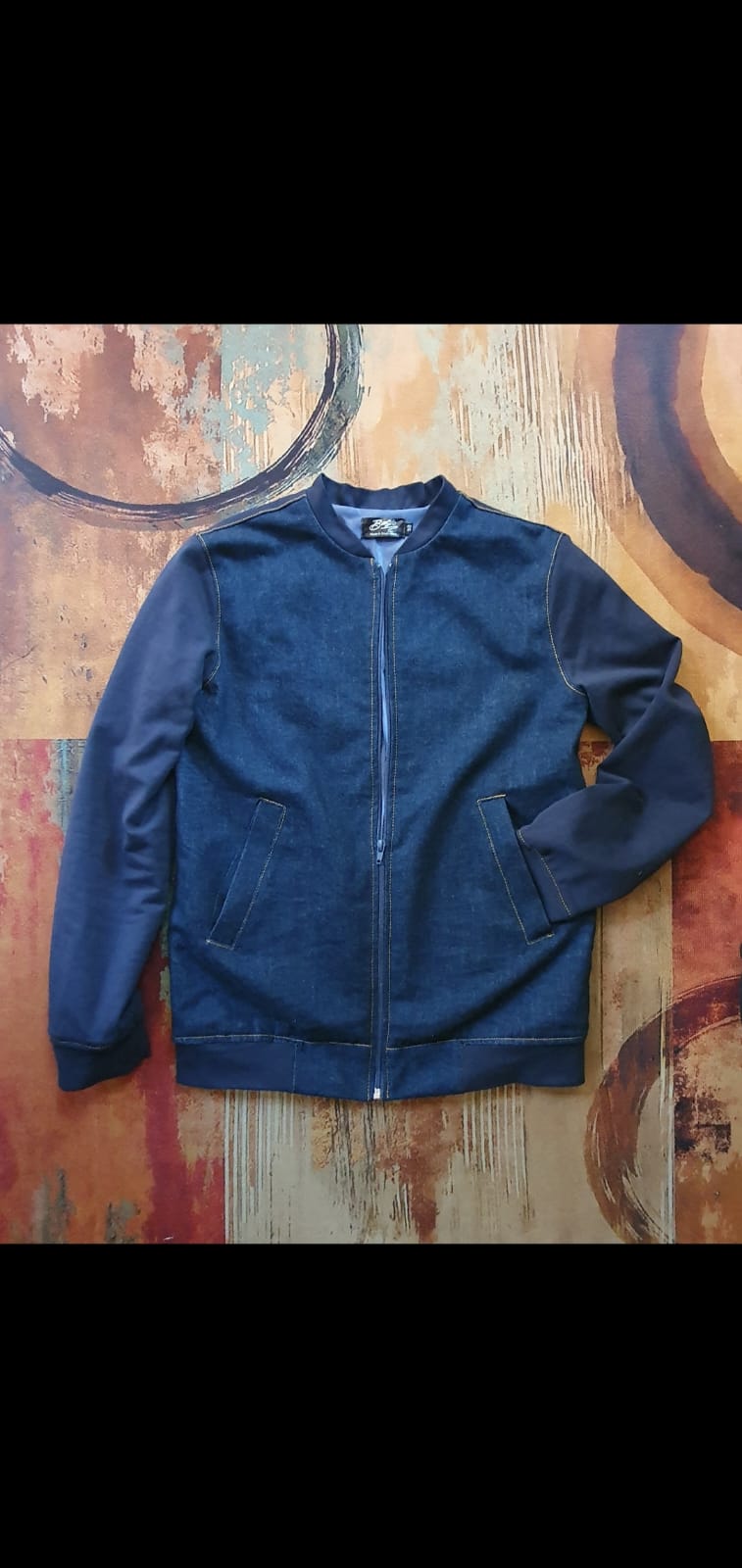 Julia Bomber-washed denim and rib combo fully lined bomber