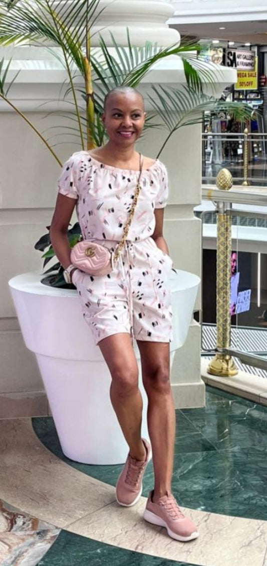 Jenny playsuit- baby pink floral rayon