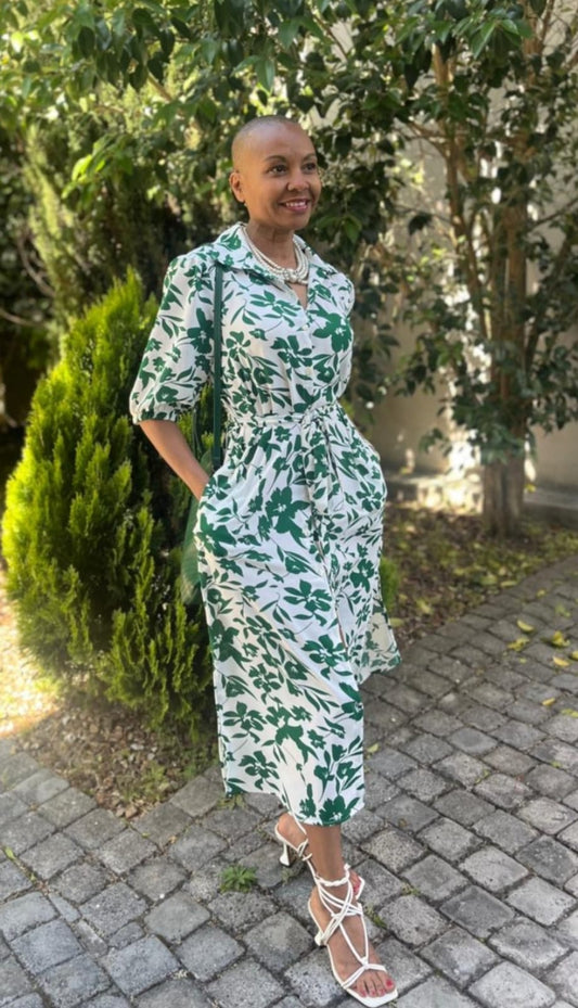 Delilah dress-Leaf print Rayon