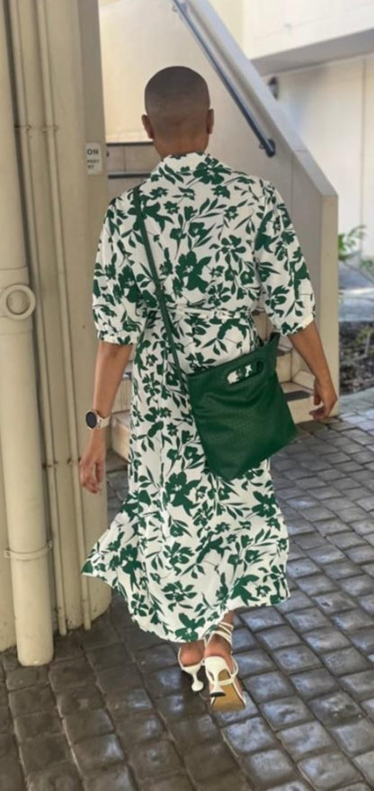 Delilah dress-Leaf print Rayon