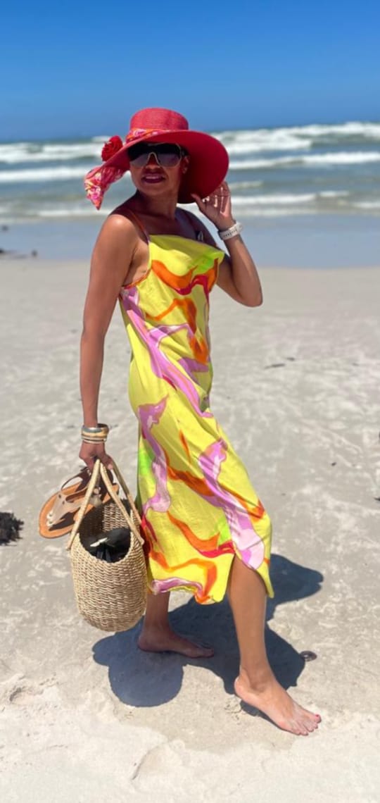 Barbie bias dress- Crinkled Multi printed Rayon