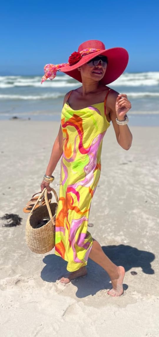 Barbie bias dress- Crinkled Multi printed Rayon