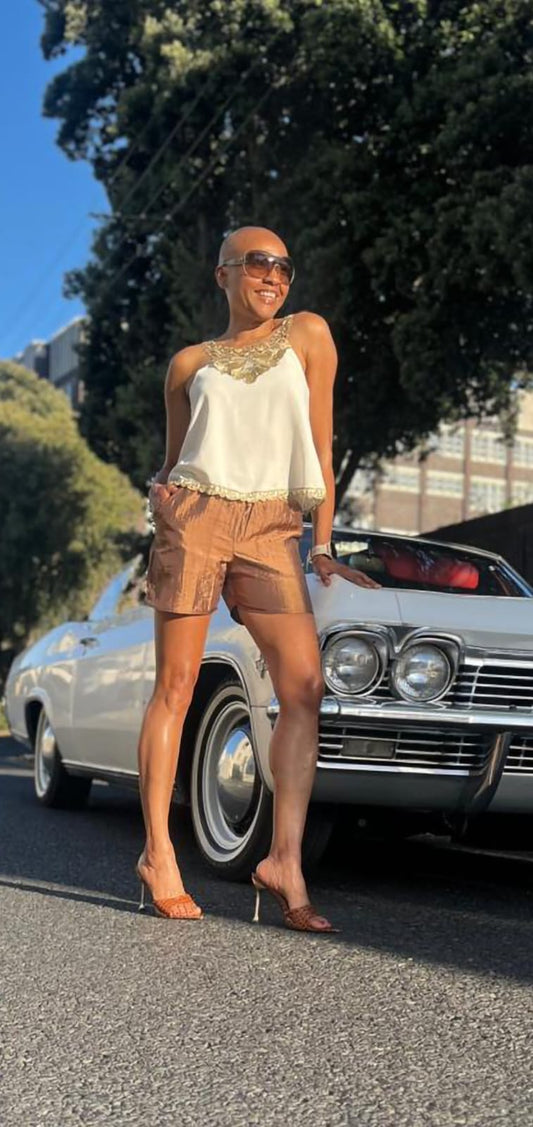 Zelda shorts- Bronze Taffeta