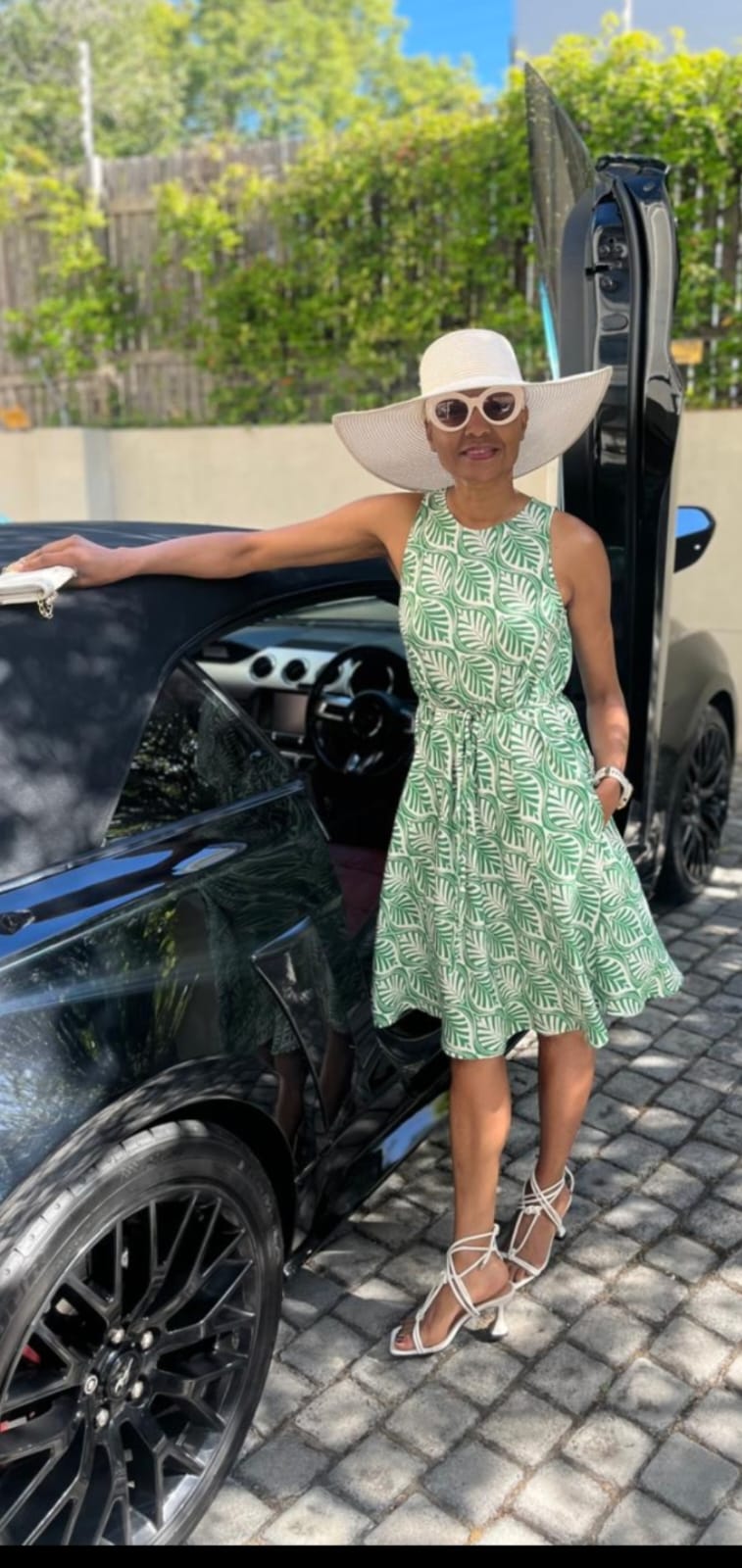 Dora dress- Printed green leaf rayon