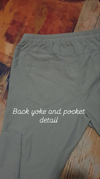 Pammy jogger-Military Green Washer Cotton Poplin