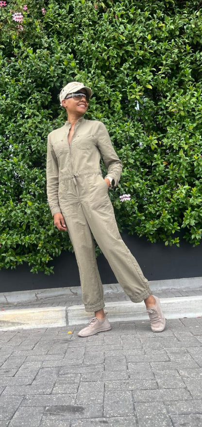 Jani Jumpsuit-Military Green Washer Cotton Poplin Jumpsuit