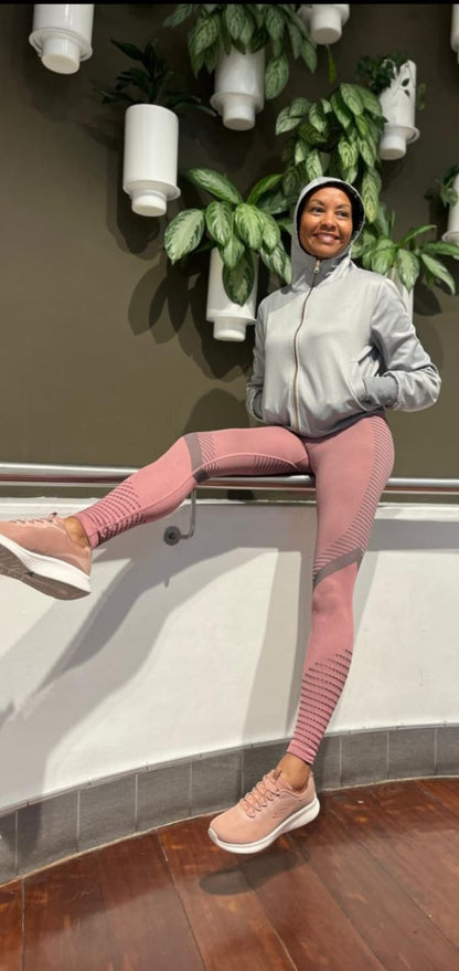 Julia Bomber-Reversible- Grey and black printed Ponte, plain grey Ponte and rib