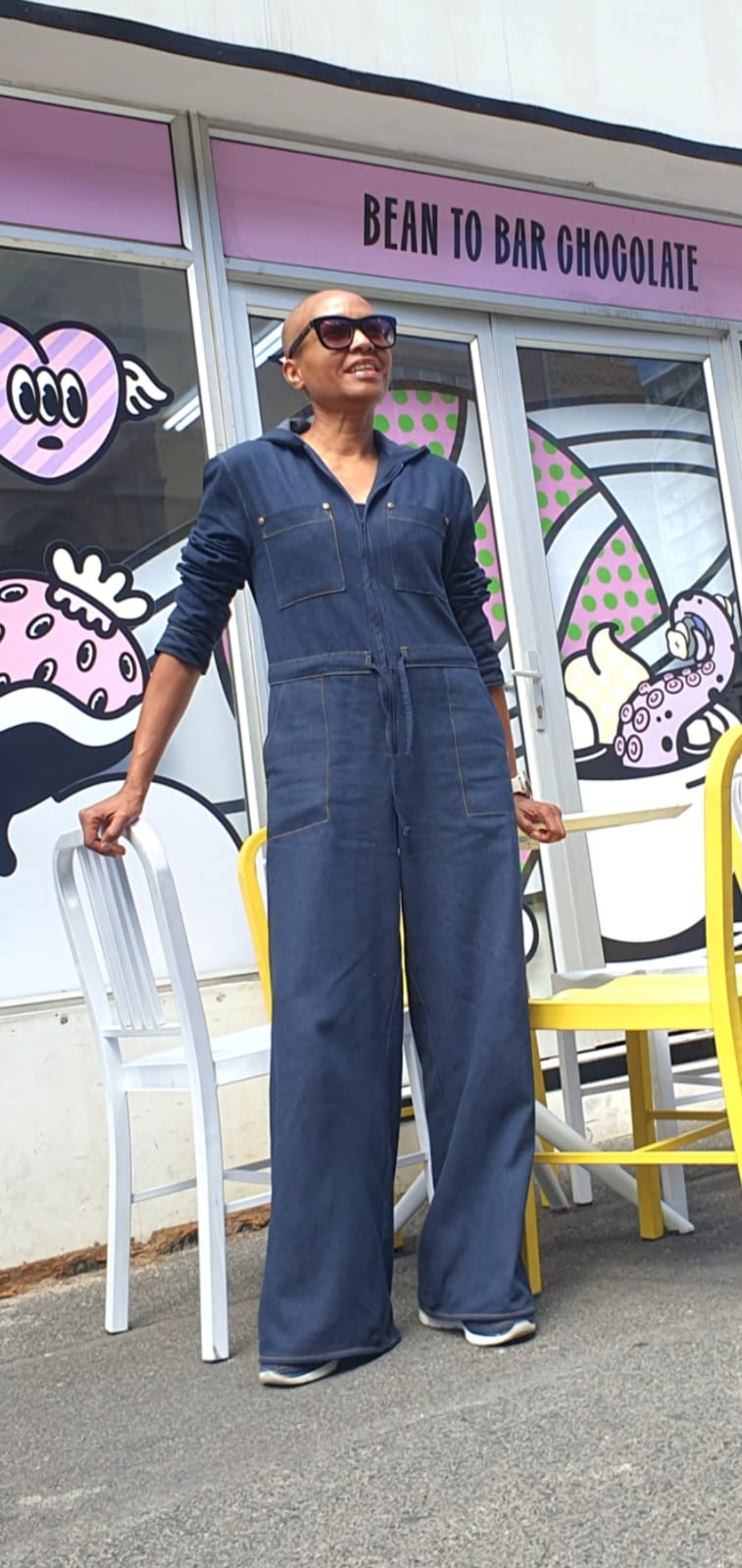 Jani Jumpsuit- Hooded, wide leg washed denim