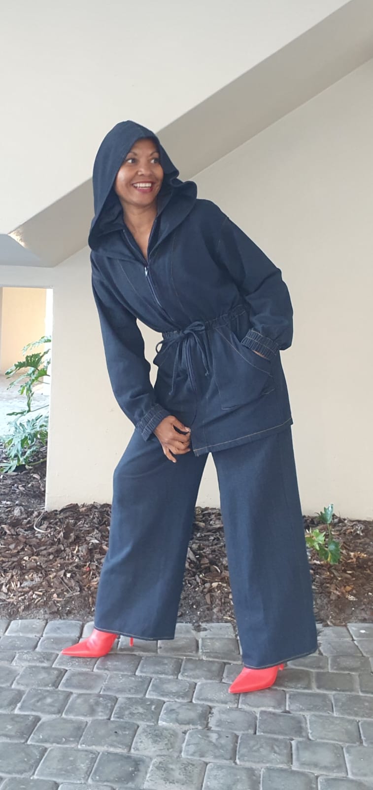 Dianna long jacket- Washed denim