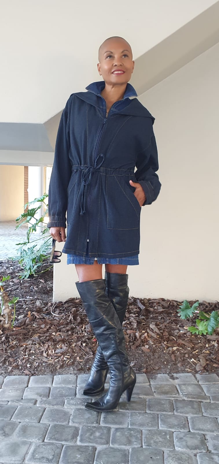 Dianna long jacket- Washed denim