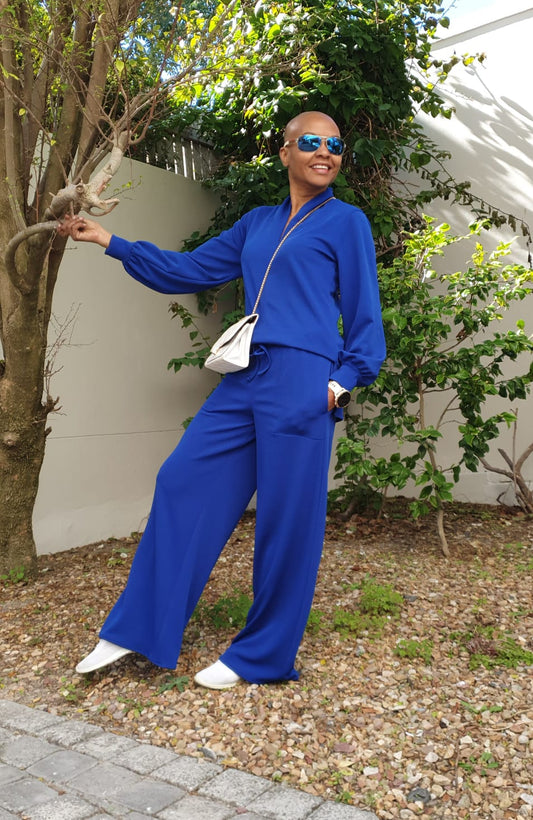 Lindy Loungewear Pants- Royal blue Crepe