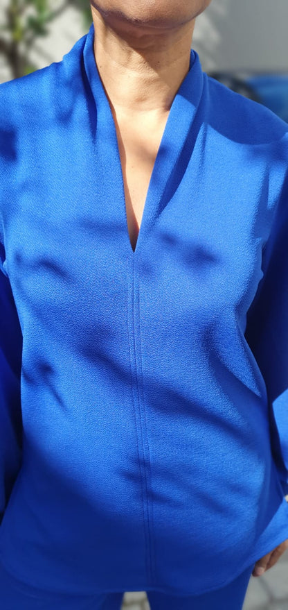 Lindy Loungewear Top- Royal blue Crepe Top