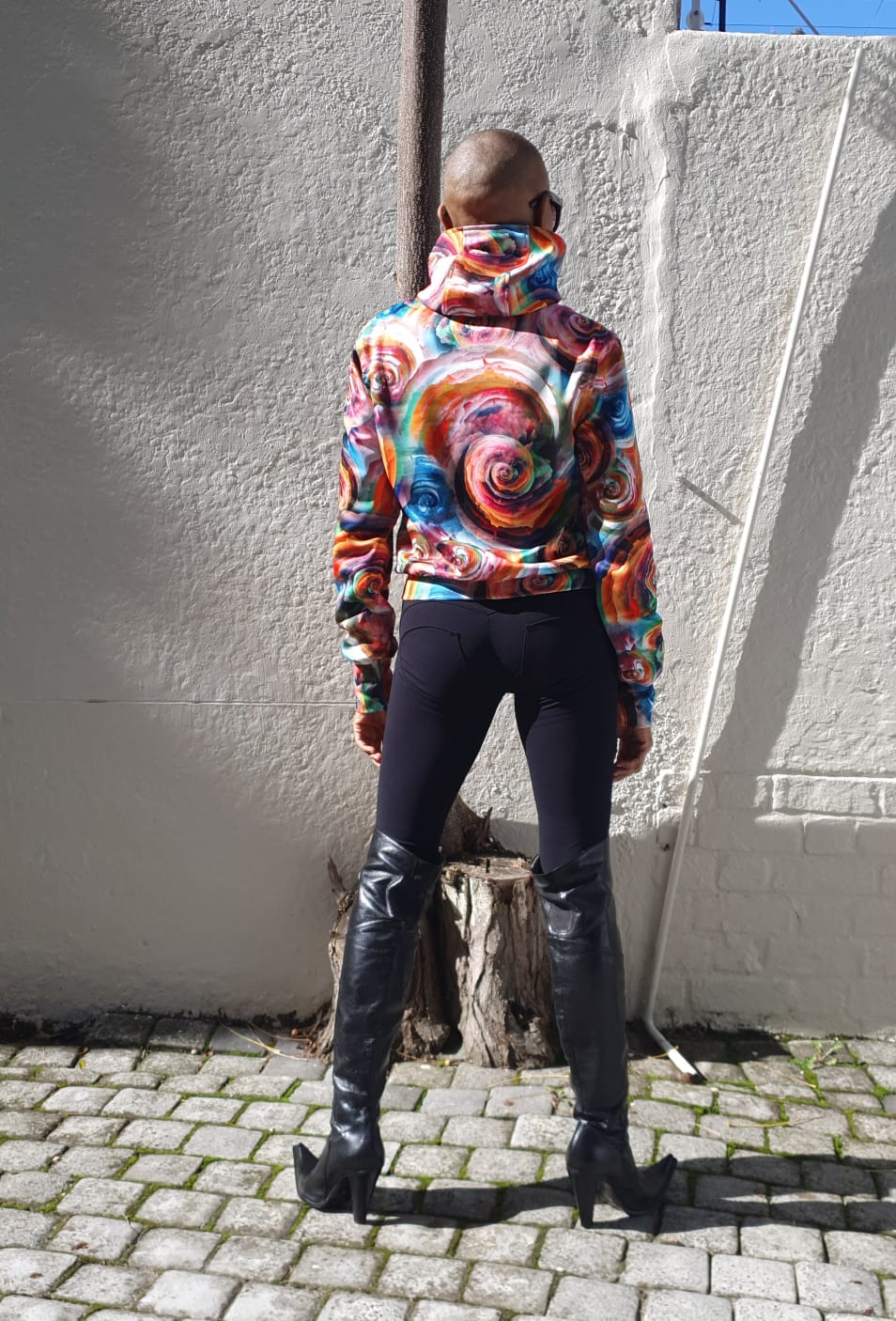 Julia Bomber Reversible- Multi Colour Swirly Printed Ponte