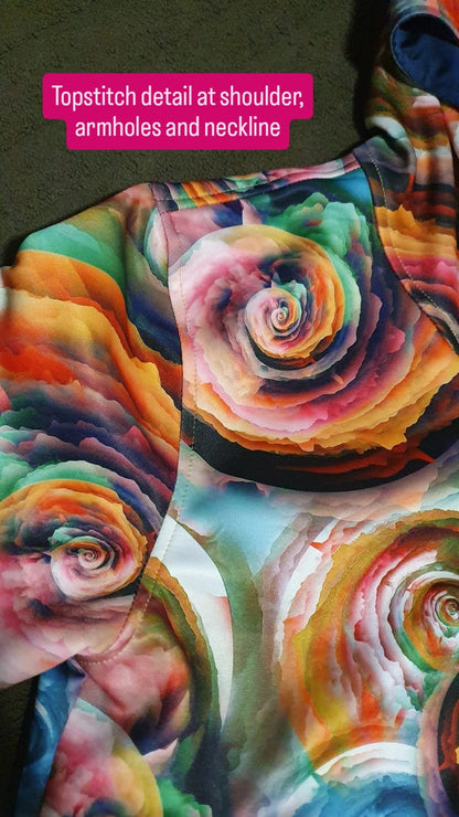 Julia Bomber Reversible- Multi Colour Swirly Printed Ponte
