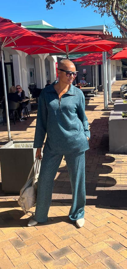 Tia track top- Emerald jersey knit