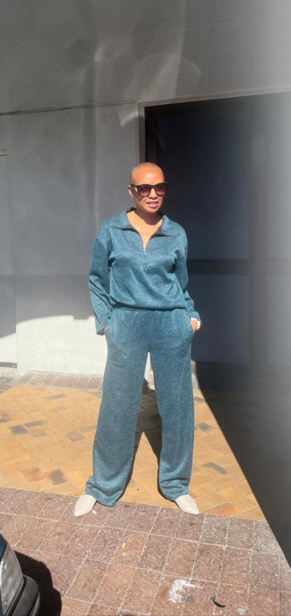 Tia track pants- Emerald jersey knit