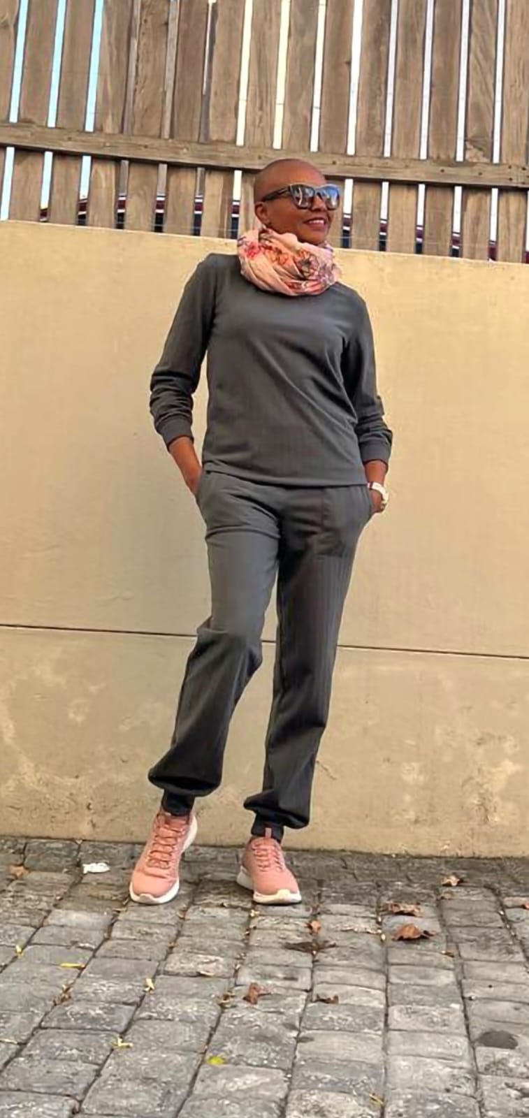 Tanya track top-Charcoal striped fleece