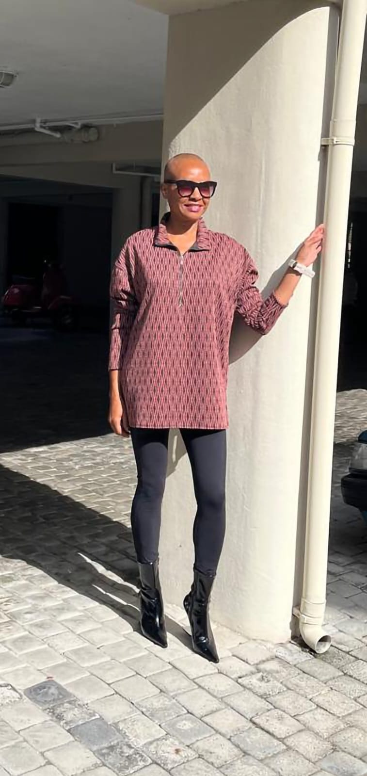 Tracy oversized top- Ponte pink/black oversized top
