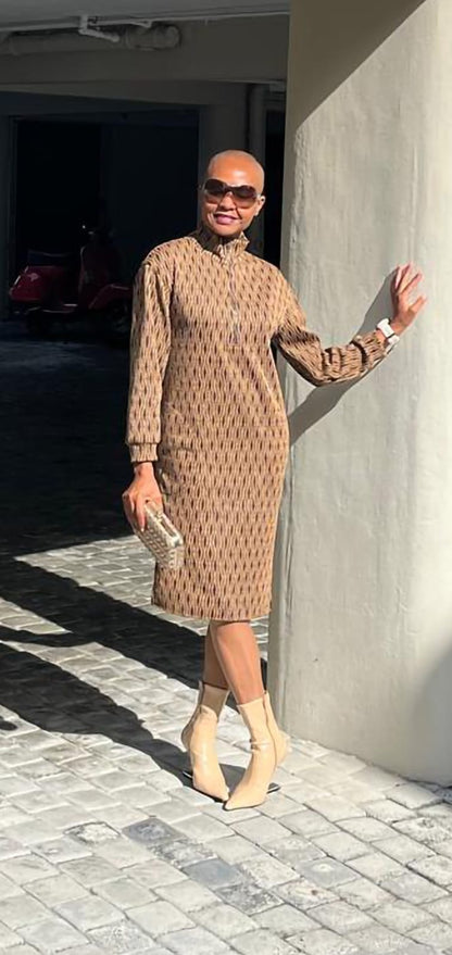 Didi dress- Ponte black/brown