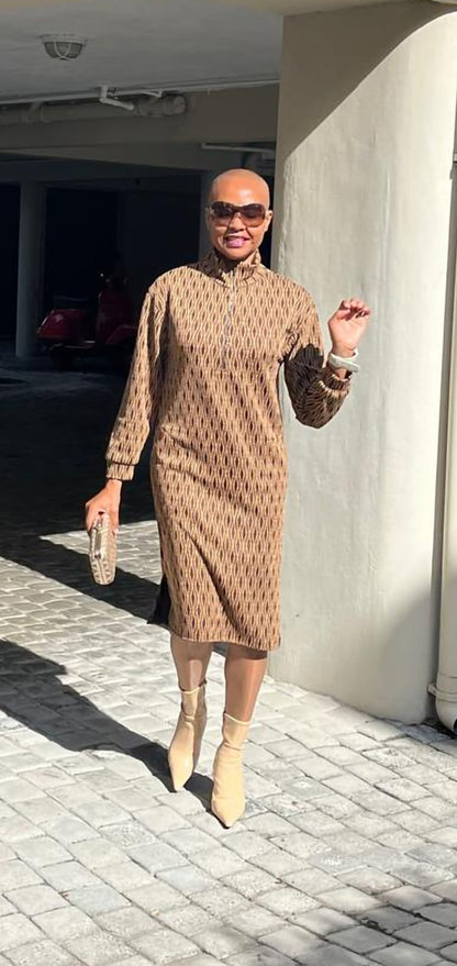 Didi dress- Ponte black/brown