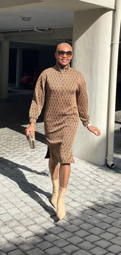 Didi dress- Ponte black/brown