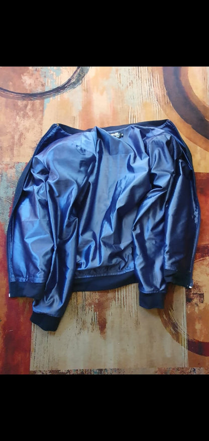 Julia Bomber-washed denim and rib combo fully lined bomber