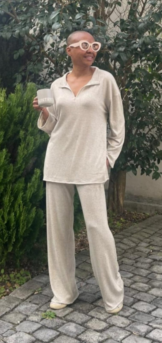 Tessa track top- Oatmeal melange