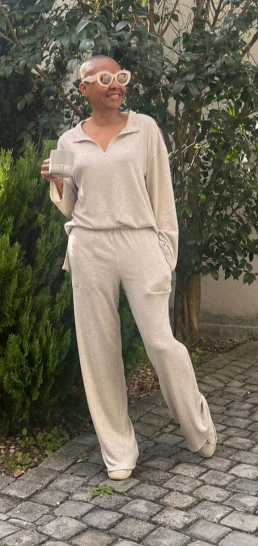 Tessa track bottom- Oatmeal Melange