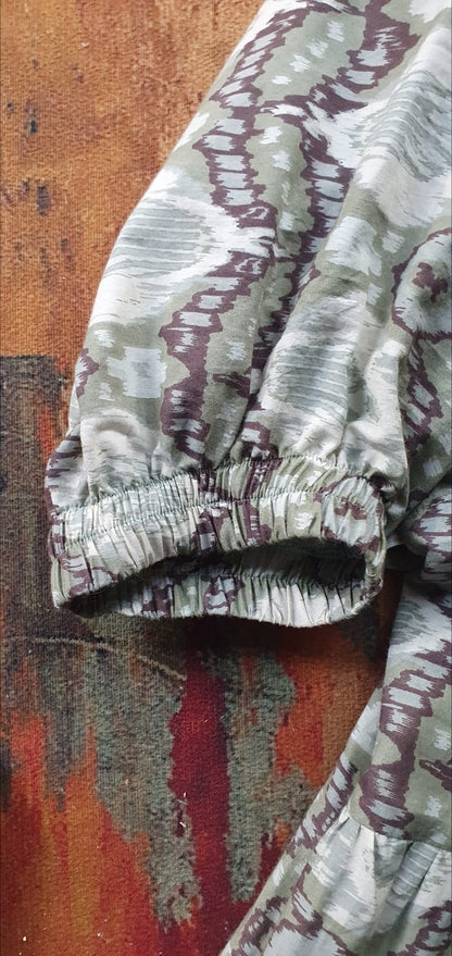 Daphne 4 tier- Military green printed cotton