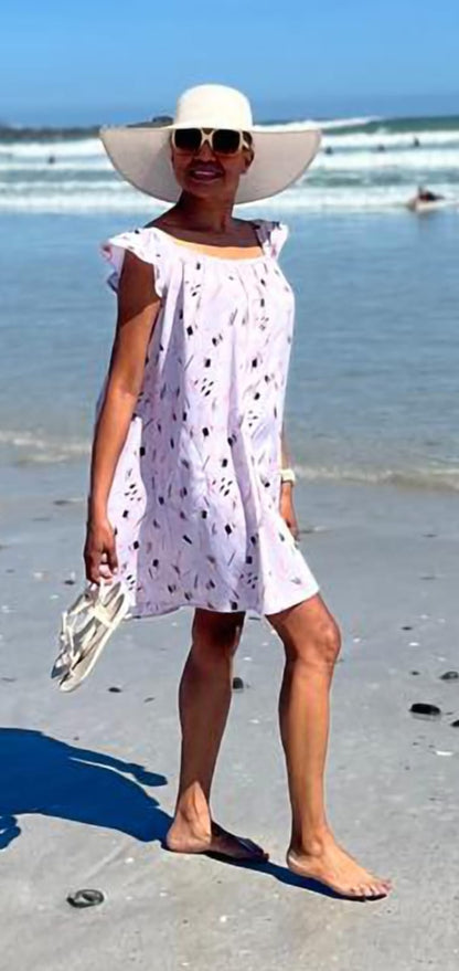 Dolly dress- baby pink printed rayon