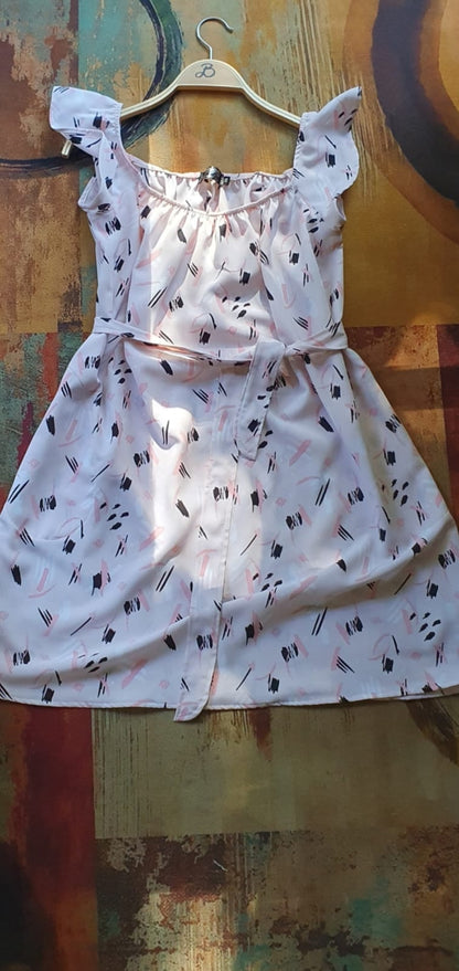 Dolly dress- baby pink printed rayon