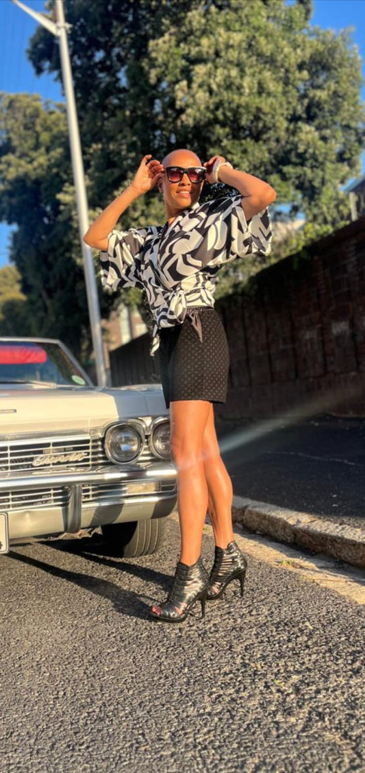 Zelda Shorts- Black Lined Mesh Velour Shorts