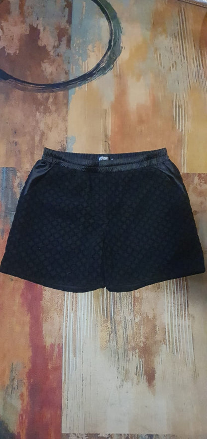 Zelda Shorts- Black Lined Mesh Velour Shorts