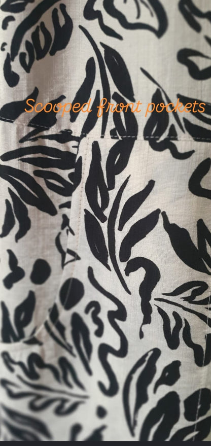 Dani dungarees-Oatmeal and Black cotton Rayon Playsuit