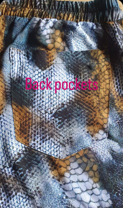 Pammy Pants- Snakeskin Viscose Woven
