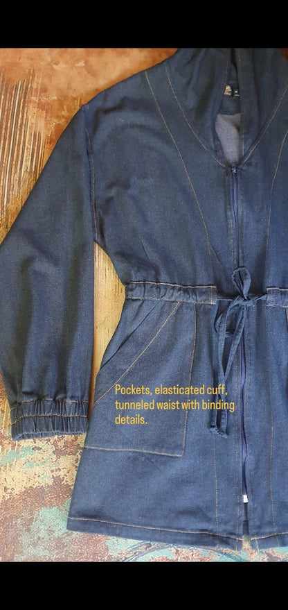 Dianna long jacket- Washed denim
